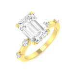 Luxury emerald cut diamond engagement ring with side stones