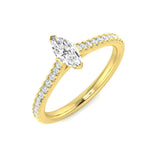 Luxury marquise diamond solitaire ring with pavé band