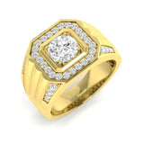 Luxury men's square diamond ring in yellow gold