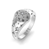 Luxury star-patterned ring in white gold with diamonds