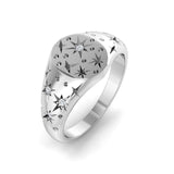Luxury star-patterned ring in white gold with diamonds