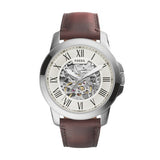 Fossil Grant Men’s Automatic Watch – Beige Dial, Brown Leather Strap