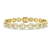 18K Yellow Gold Natural Pavé Diamond Mariner Link Bracelet