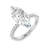 Marquise diamond pavé engagement ring in white gold with natural diamond F–G colour VS–SI clarity or lab grown diamond D colour VVS clarity