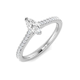 Marquise diamond pavé solitaire engagement ring in white gold