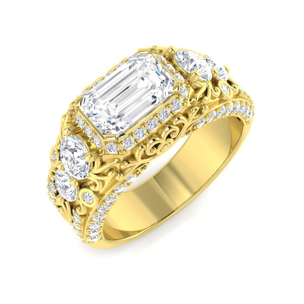 Men’s Engagement Ring UK lab grown emerald cut style