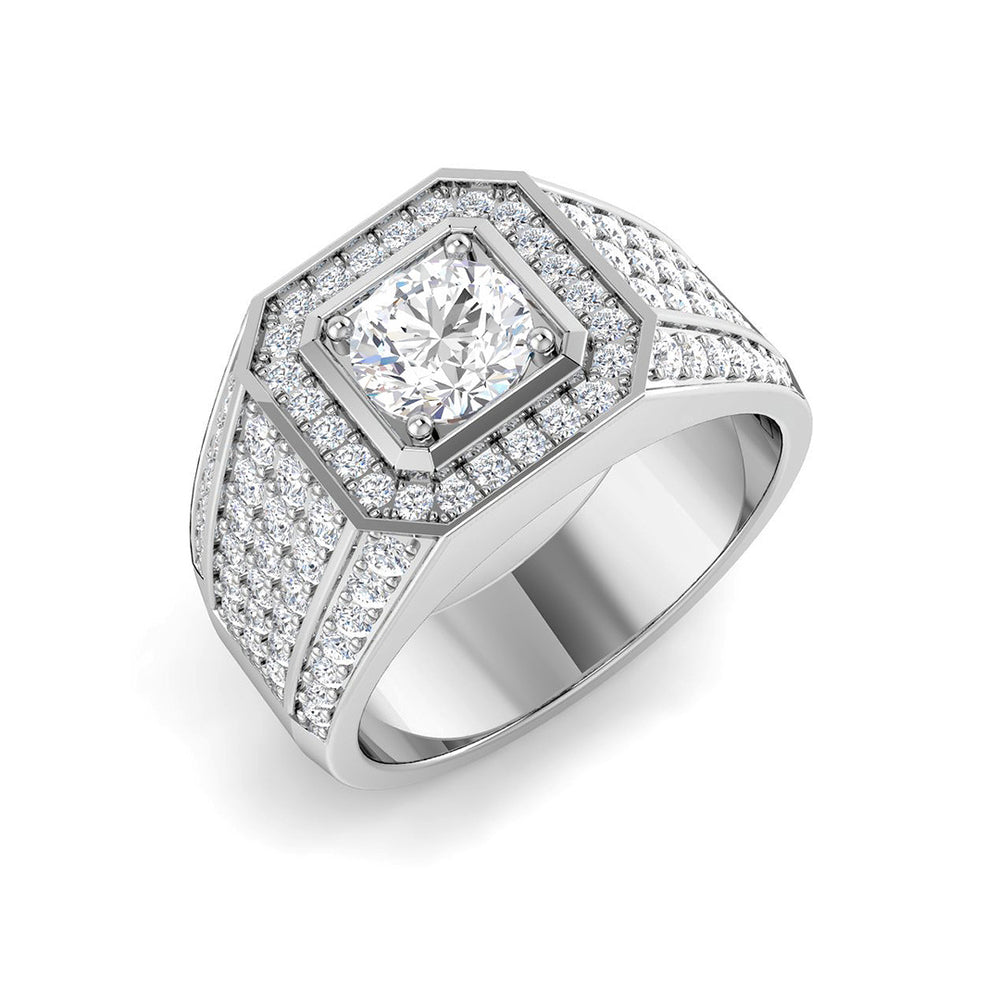 Men’s diamond halo ring in white gold