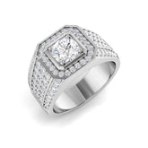 Men’s diamond halo ring in white gold