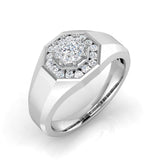 Men’s octagon diamond halo ring with raised centre
