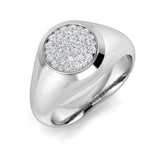 Men’s round diamond signet ring with pavé cluster