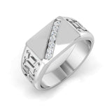 Men’s diamond signet ring with vertical channel set diamonds