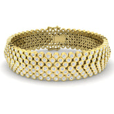 Multi Row Diamond Tennis Bracelet, 18K Yellow Gold Diamond Bracelet, Natural Diamond Gold Bracelet