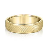 Slim Men's 5mm-8mm Diagonal Brushed Gold Band with Bevelled Edges