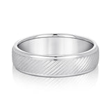 Slim Men's 5mm-8mm Diagonal Brushed Gold Band with Bevelled Edges