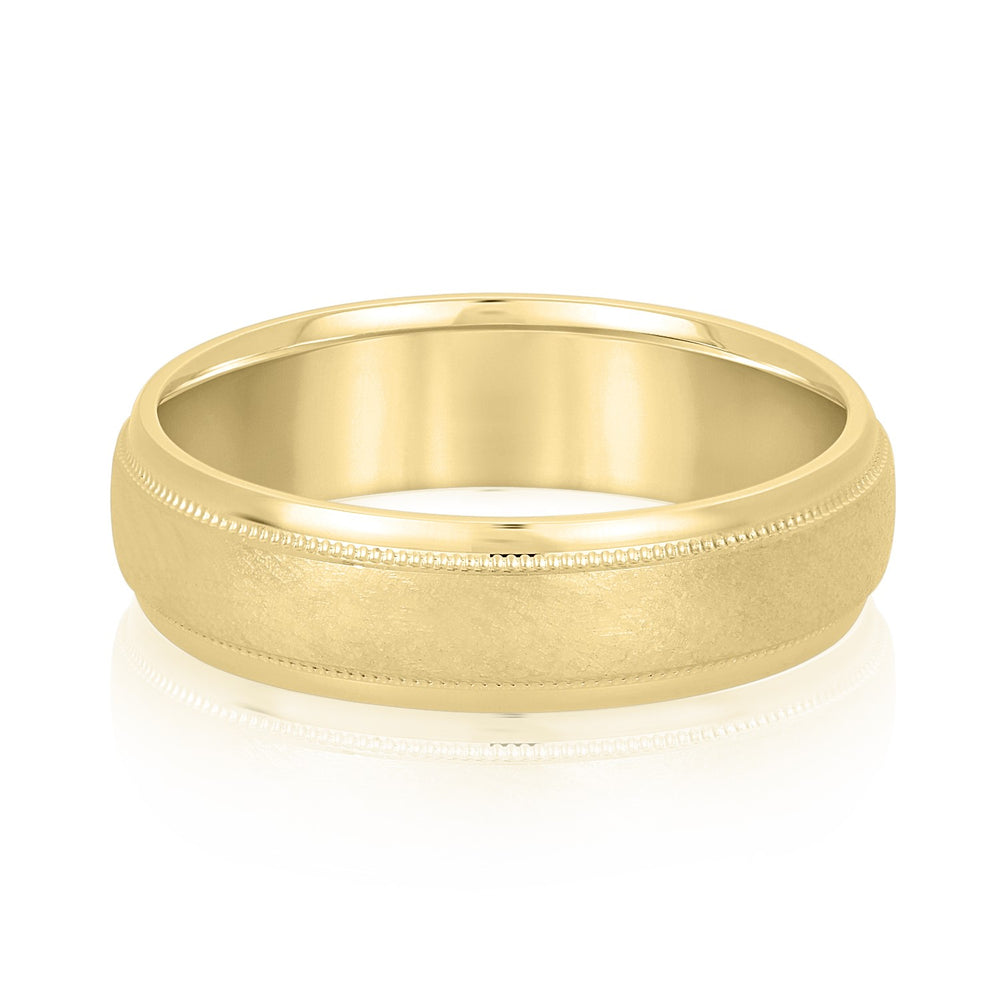 Slim Men's 5mm-8mm Carved Gold Band Anniversary