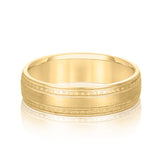 Slim Men's 5mm-8mm Milgrain Edge Gold Band Stacking