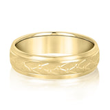 Slim Men's 5mm-8mm Carved Gold Band Stacking