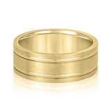 Bold Men's 5mm-8mm Carved Gold Band Anniversary Stacking