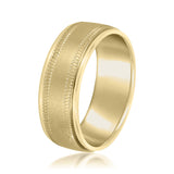 Bold Men's 5mm-8mm Milgrain Edge Gold Band Anniversary Stacking