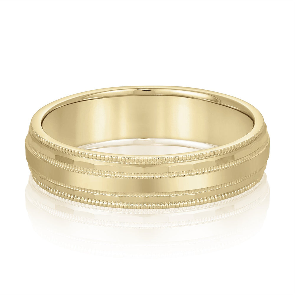 Bold Men's 5mm-8mm Milgrain Edge Gold Band Refined