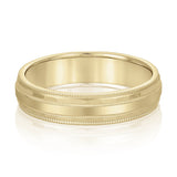 Slim Men's 5mm-8mm Milgrain Edge Gold Band Refined