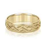 Bold Men's 5mm-8mm Carved Gold Band Minimal