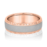 Slim Men's 5mm-8mm Carved Gold Band Contour