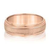 Slim Men's 5mm-8mm Carved Gold Band Smooth