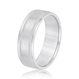 Slim Men's 5mm-8mm Milgrain Edge Gold Band Modern