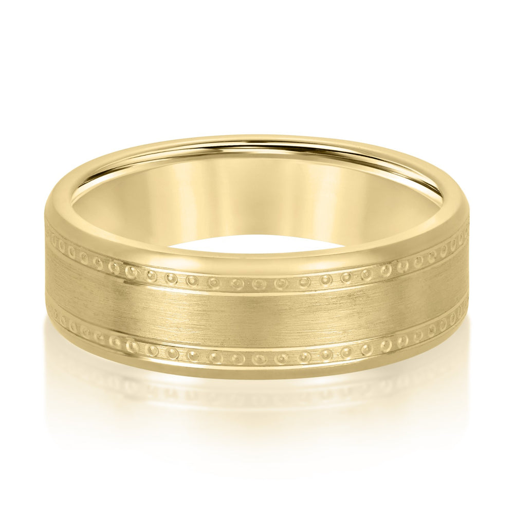 Bold Men's 5mm-8mm Milgrain Edge Gold Band Timeless