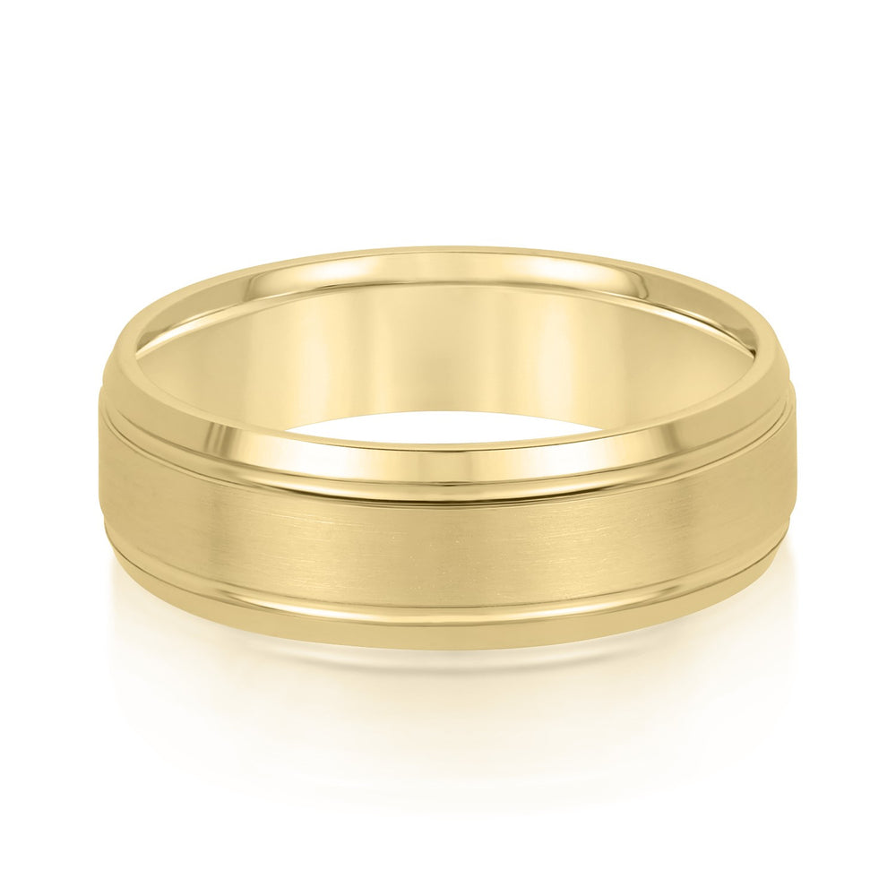 Slim Men's 5mm-8mm Carved Gold Band Clean