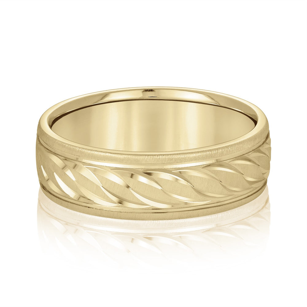 Bold Men's 5mm-8mm Carved Gold Band Clean
