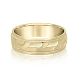 Bold Men's 5mm-8mm Carved Gold Band Detailed