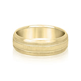 Slim Men's 5mm-8mm Carved Gold Band Shared