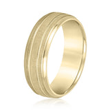 Slim Men's 5mm-8mm Carved Gold Band Shared
