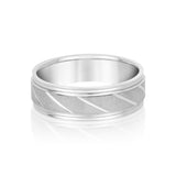 Slim Men's 5mm-8mm Carved Gold Band Low Set