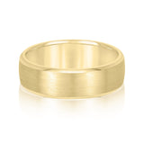 Slim Men's 5mm-8mm Carved Gold Band Bevelled Edge