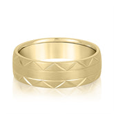 Bold Men's 5mm-8mm Carved Gold Band Bevelled Edge