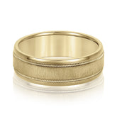 Slim Men's 5mm-8mm Carved Gold Band Slim Fit