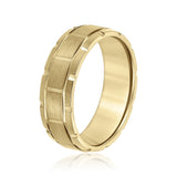 Bold Men's 5mm-8mm Carved Gold Band Slim Fit