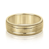 Bold Men's 5mm-8mm Milgrain Edge Gold Band Sleek