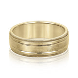 Bold Men's 5mm-8mm Milgrain Edge Gold Band Sleek