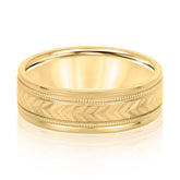 Bold Men's 5mm-8mm Carved Gold Band Radiant