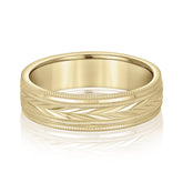 Bold Men's 5mm-8mm Carved Gold Band Prong Set