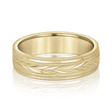Bold Men's 5mm-8mm Carved Gold Band Prong Set