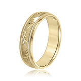Bold Men's 5mm-8mm Carved Gold Band Wedding