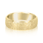 Slim Men's 5mm-8mm Carved Gold Band Edge