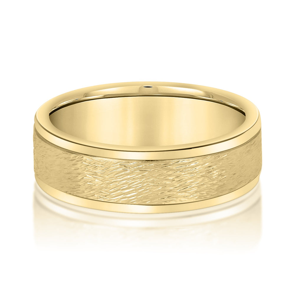 Bold Men's 5mm-8mm Carved Gold Band Edge