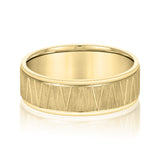 Slim Men's 5mm-8mm Carved Gold Band Finish