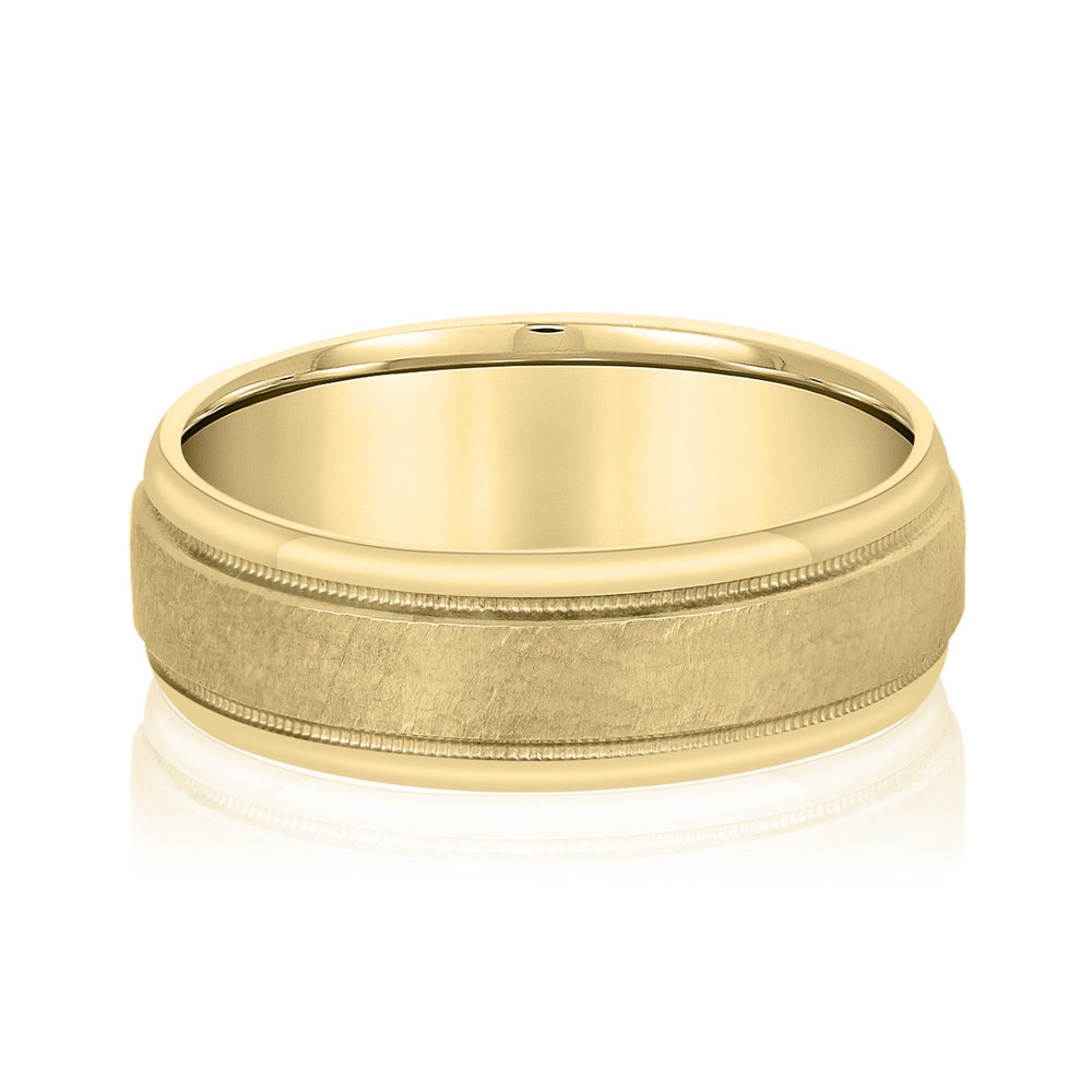 Slim Men's 5mm-8mm Carved Gold Band Look
